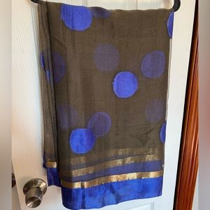 Grey and Blue Net Indian Party Saree